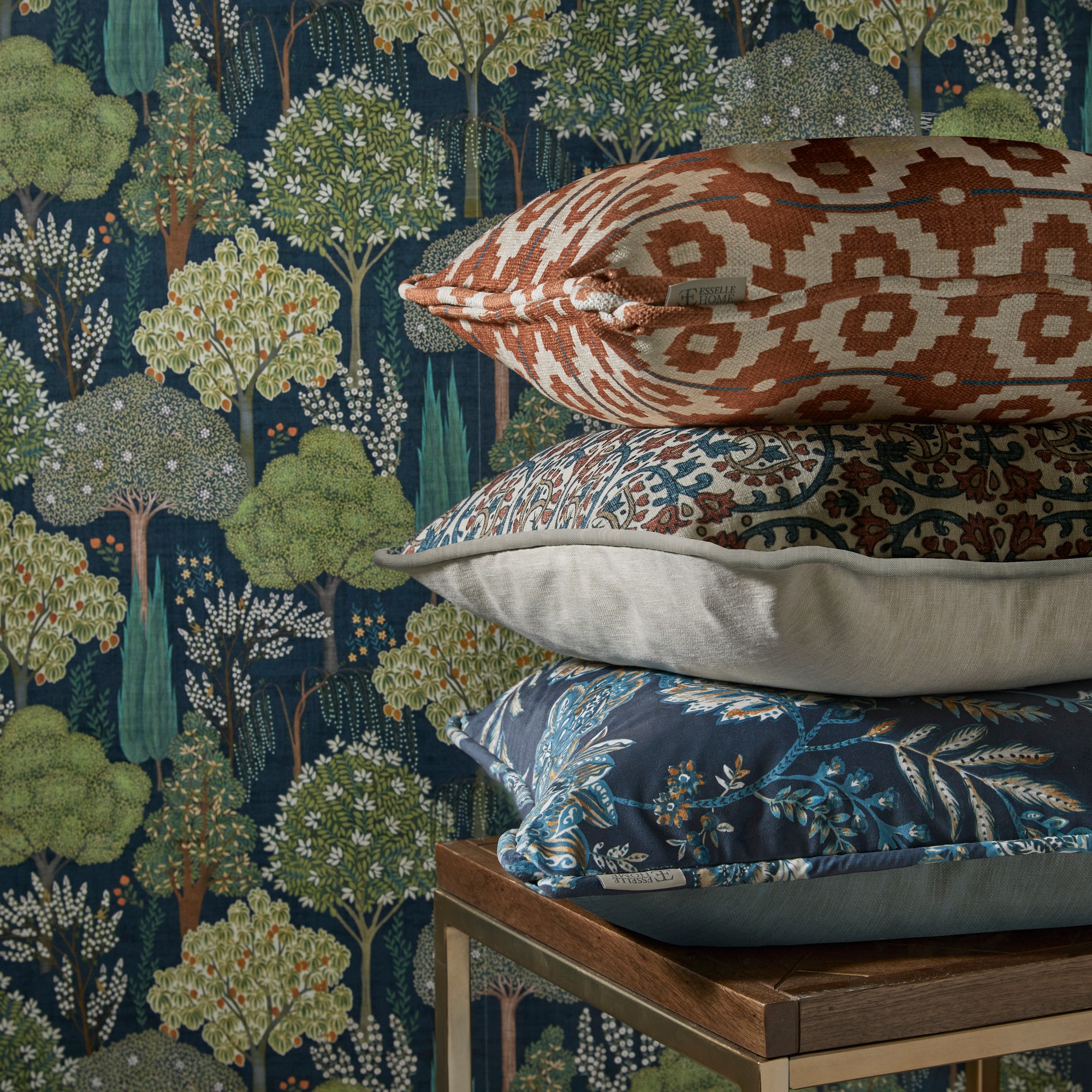 Persian Oasis Wallpaper 100039eh By Esselle Home In Navy Green